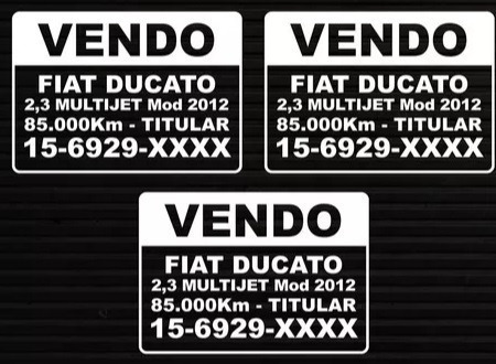 Sticker Calco Cartel Vendo Auto En Vinilo Autoadhesivo X 3 U