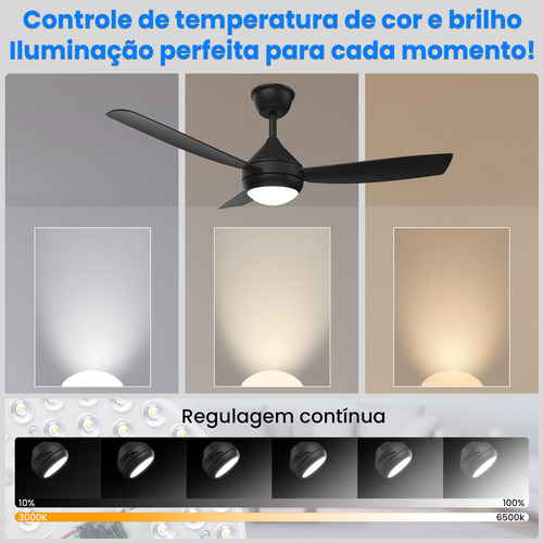 Ventilador De Teto Moderno De 42 Polegadas Com Luz Led E Controle Remoto, Ventilador Silencioso De 3 Pás Para Ambientes Internos/externos Com 3 Cores De Luz E 6 Velocidades