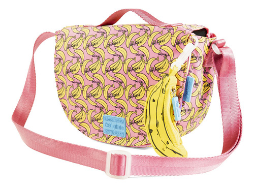 Bolsa Crossbody Cloe Girls Para Niña Estampado Banana Y Asa Color Rosa