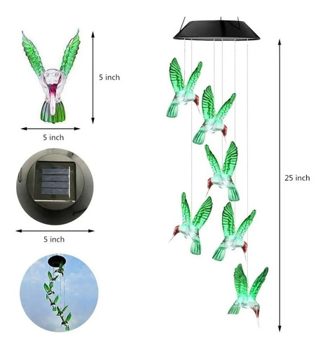 Imagen 4 de 5 de Lampara Colgante Led Solar Multicolor Jardin Terraza Xl Pro