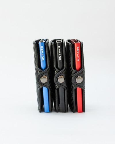 Billetera Wutarg Cuero Un Slider Sin Género 10x6 Cm Azul Carbono