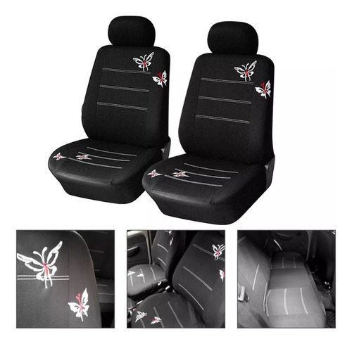 Funda Cubre Asiento Auto Para Mujer 11pcs Negro Mariposa Kmt