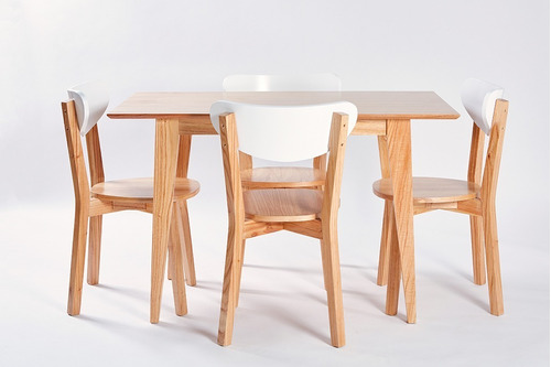 Juego De Comedor Mesa 1,10  X 0,70 + 2 Sillas Madera Shape