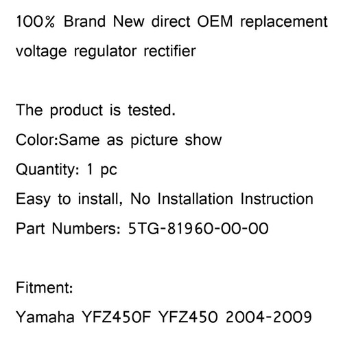 Cv Regulador De Voltaje Rectificador For Yamaha Yfz 450