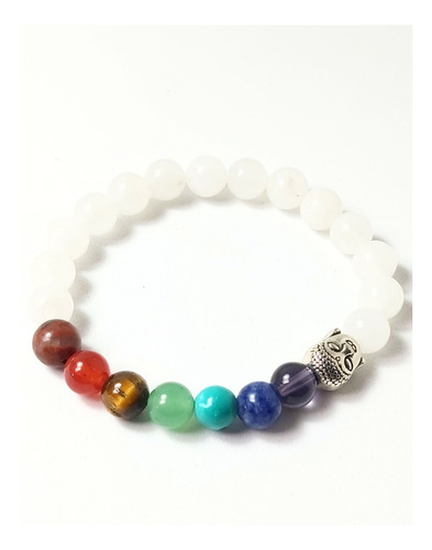 Pulsera Piedra Natural Elastizada Reiki Chakras Cuarzoblanco Blanco 8 Cm 8 Cm