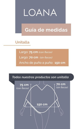 Imagen 4 de 4 de Poncho Loana Corte Circular Cuello Redondo Estilo Étnico