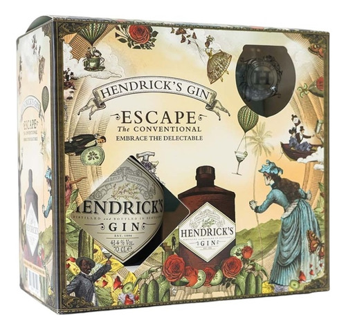 Estuche Escape Gin Hendricks 700 M + 1 Copón Para Gin Tonic