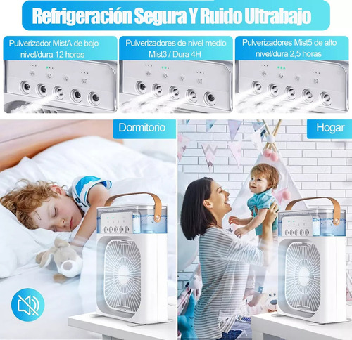 Ventilador Portátil 3 Em 1 Umidificador Portátil Com 8 Leds