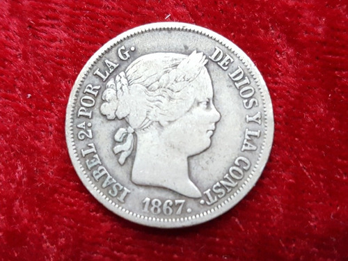 Moneda 40 Centavos - España-  Año 1867 - Cod 30907