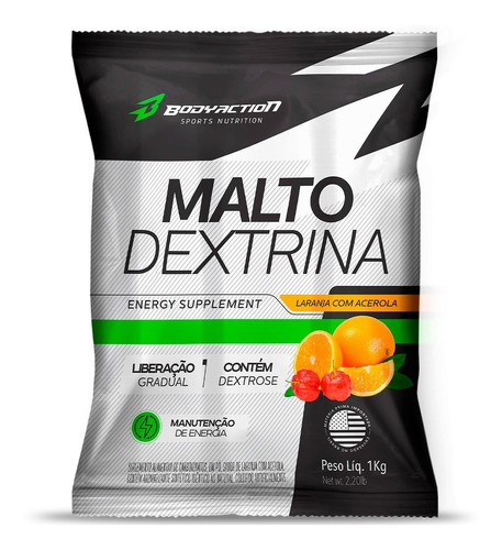Malto Dextrina 1kg - Bodyaction Sabor Laranja Com Acerola