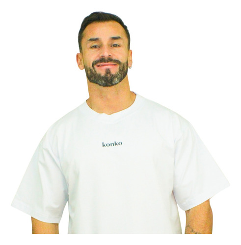 Polera Oversize Manga C Hombre Flex Cotton Blanca Hard Konko
