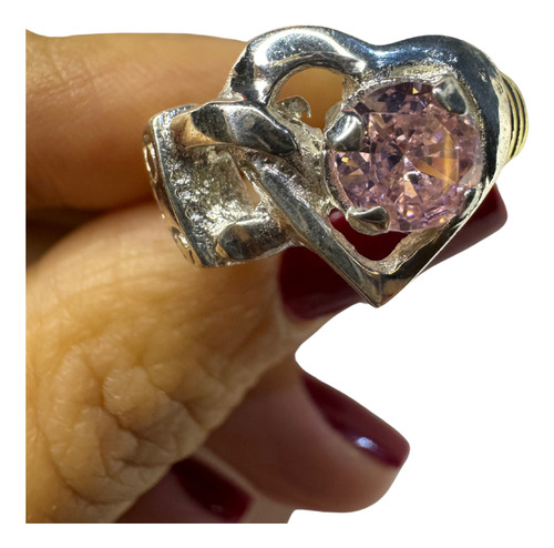 Anillo De Plata 925 Y Oro Corazón M3 Rosa Claro 24