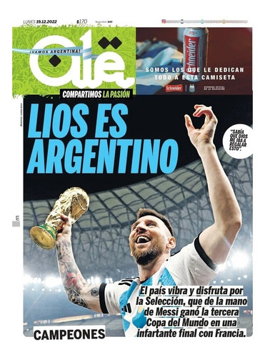 Diario Olé (19-12)- Argentina Campeón Mundial 2022 
