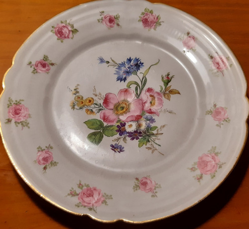 Plato Porcelana Limoges 24,5cm Motivo Floral Muy Buen Estado