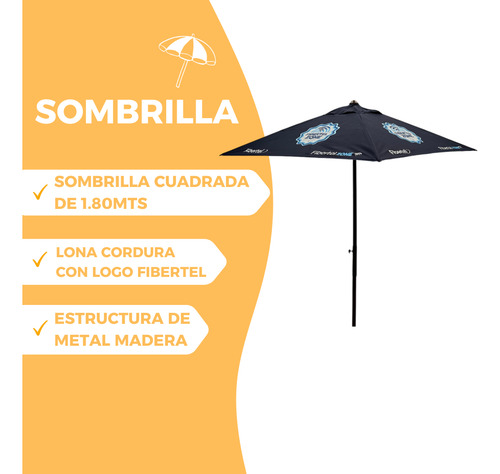 Sombrilla Cuadrada 1.80mt Exterior Jardin Bar Reforzada Azul Oscuro Fibertel