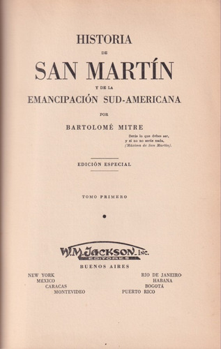 Historia De San Martin 6 Tomos Bartolome Mitre