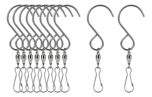 10pcs Stainless Steel Swivel S Hooks Clips Hanging Silvery