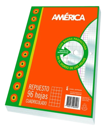 Repuesto America 96 Hojas N 3 Ray/cuad Con Banda