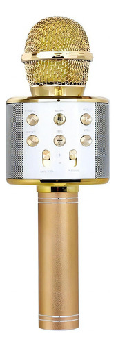 Microfono Karaoke Inalambrico Con Bluetooth Y Bocina Altavoz Color Dorado