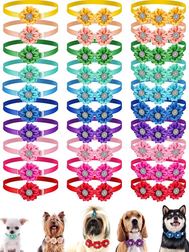 30 Piezas De Pajarita Para Perro, Collar De Flores De N...