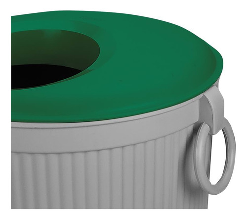 Bote De Basura 12l Tapa Circular En Colores Color Gris-tapa Verde