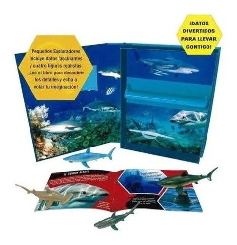 Pequeños Exploradores Tiburones Con 4 Figuritas Y Ficha Info