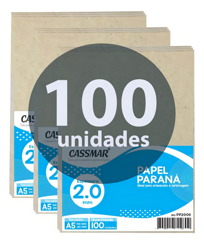 Papel Paraná Para Cartonagem A5 2,0mm 148x210mm 100 Un