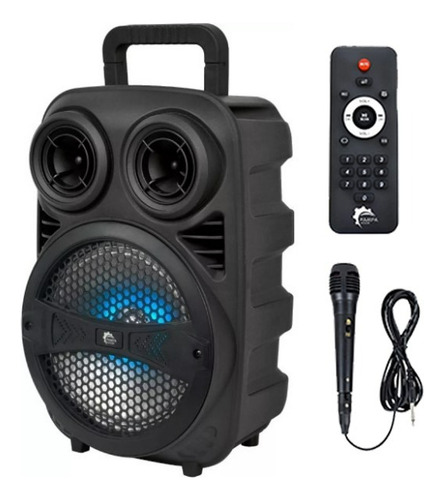 Parlante Karaoke Bluetooth Pampa + Microfono+ Control Remoto Color Negro