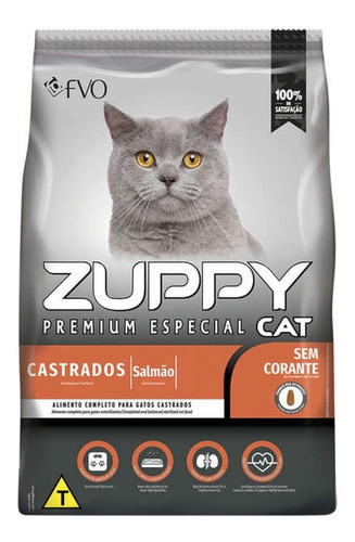 Zuppy Cat ração gatos castrados salmão sem corante cat 10,1kg 