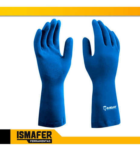 12 Luvas Látex Forrada N°8 Limpeza Domestica Azul Multiuso