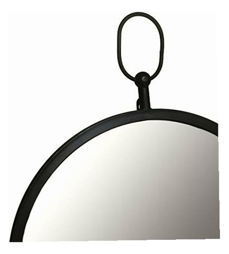 Patton Wall Decor 489484 Round Mirror, LED Light, Warm White, Black Frame.