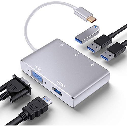 Adaptador Usb C A Hdmi Vga Usb, Ibosi Cheng 5 En 1 Usb C Hub