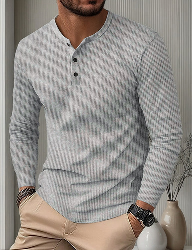 Polera Básica Para Hombre, Estilo Gofre Casual, Polera Henry