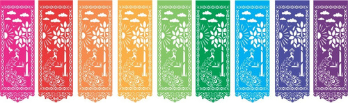 Papel Picado Tira Jardín Con Pavorreal Multicolor Paq 20 Pz