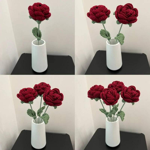 Flor De Crochet Flor De Rosa Artificial Flor Sintética Rose