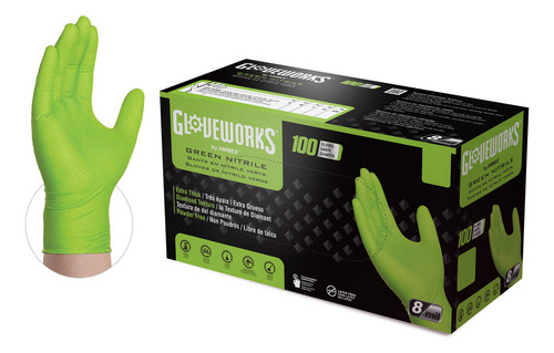Ammex - Gwgn46100-bx - Guantes Desechables De Nitrilo,grande, Verde (caja De 100)