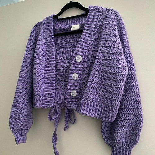 Cardigan Saquito Crochet Tejido A Mano De Mujer