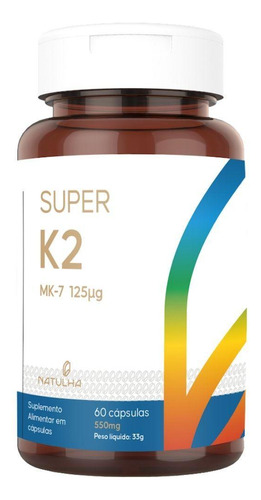 Super K2 (menaquinona-7) 125mcg 60 Cápsulas - Natulha