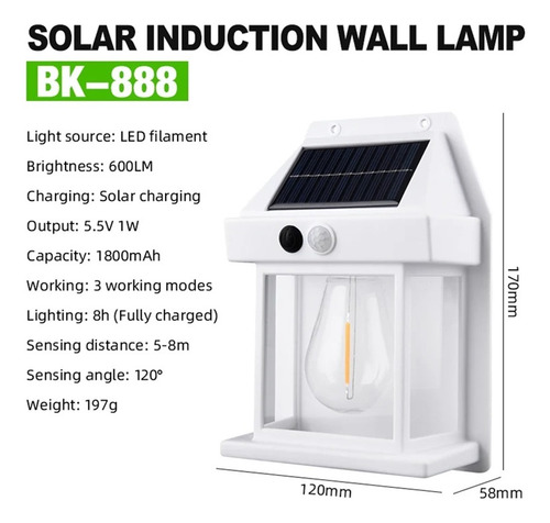 Luz De Pared Solar Luz Seguridad Impermeable Al Aire Libre