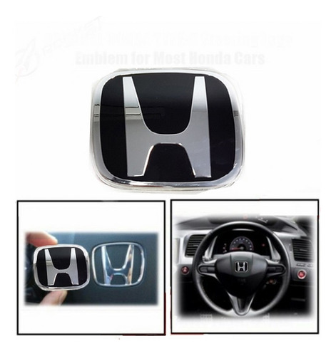 Honda Civic  / Fit /  Emblema H Volante Insignia Negra Negro