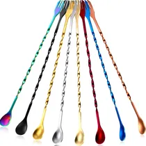 Comprar Cucharas Cocteleras Boao, Acero Inoxidable, Multicolor, 8u.