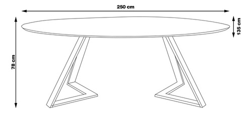 Mesa 8 Lugares 250cm Tampo Oval Efron Nogueira/preto