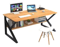 Comprar Escritorios Pc Madera Mesa Oficina Patas Triangulares LG Color Cerejeira