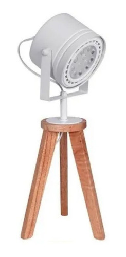 Imagen 1 de 2 de Velador Tripode Madera Paraiso Blanco Metal Ar111 Carilux