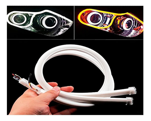 Imagen 2 de 7 de Tira Led Drl Flexible 60cm Blanca Ambar Luz De Giro Auto 4x4