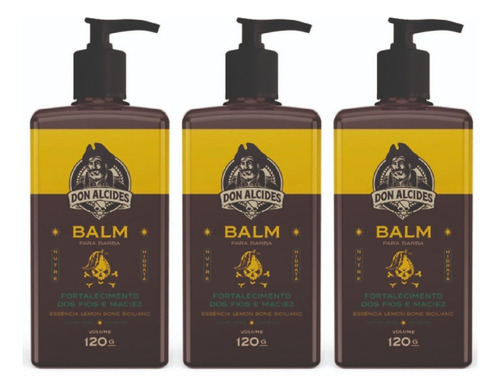 Kit 3x Balm Hidratante Para Barba - Lemon Bone - Don Alcides