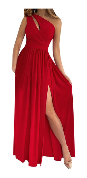 Vestido Largo Con Falda De Color Liso Para Mujer 6263a 
