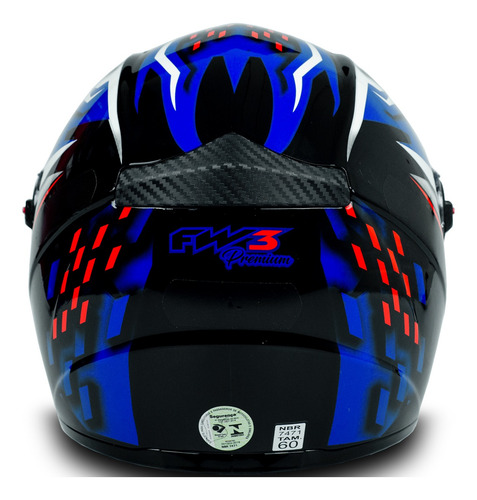 Imagem 6 de 6 de Capacete Fechado Moto Gt5 Azul Vermelho C Narigueira Tam 60