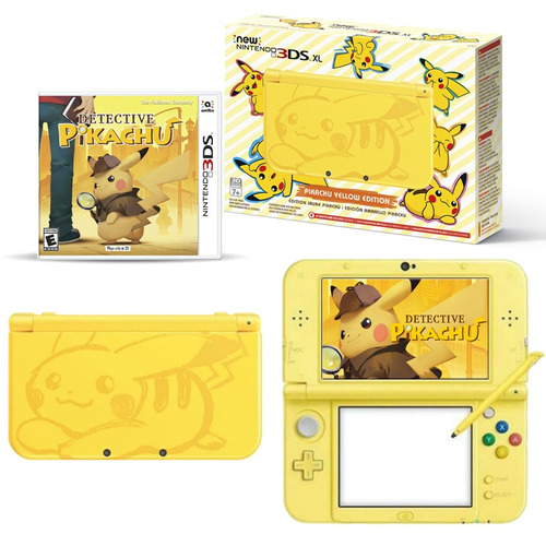 New Nintendo 3ds Xl Yellow + Pikachu Detective, Macrotec