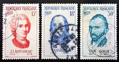 Francia, Lote 3 Sellos Yv. 1084-5-7 Celeb 1956 Usados L13427